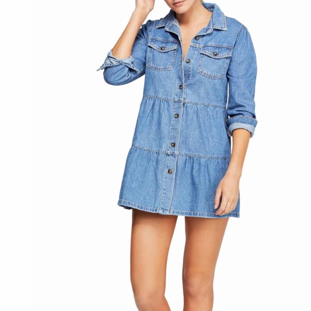 Free People Nicole Denim Shirt Dress
